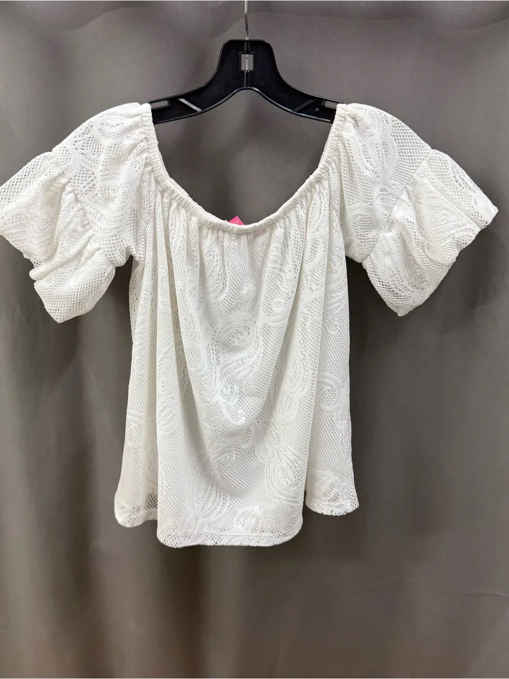 Lilly Pulitzer Size Small White Off-Shoulder Lace Puff Sleeve Blouse